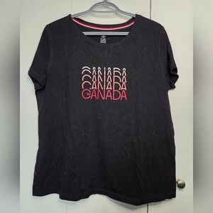 Women's XL Black Canada Day Short Sleeve Crewneck Logo Style Graphic Tee